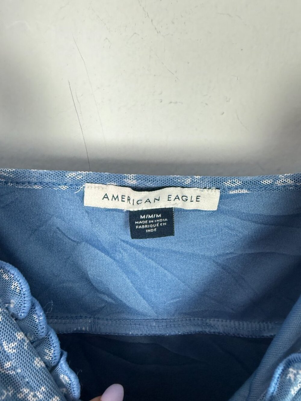 American Eagle Babydoll Mini Mesh Ditsy Floral Dress Blue Size Medium M EUC - Picture 6 of 10